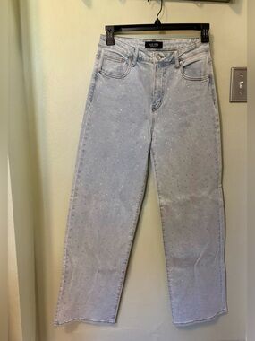 AKIRA Rhinestone Embellished Straight Leg Jeans 28
